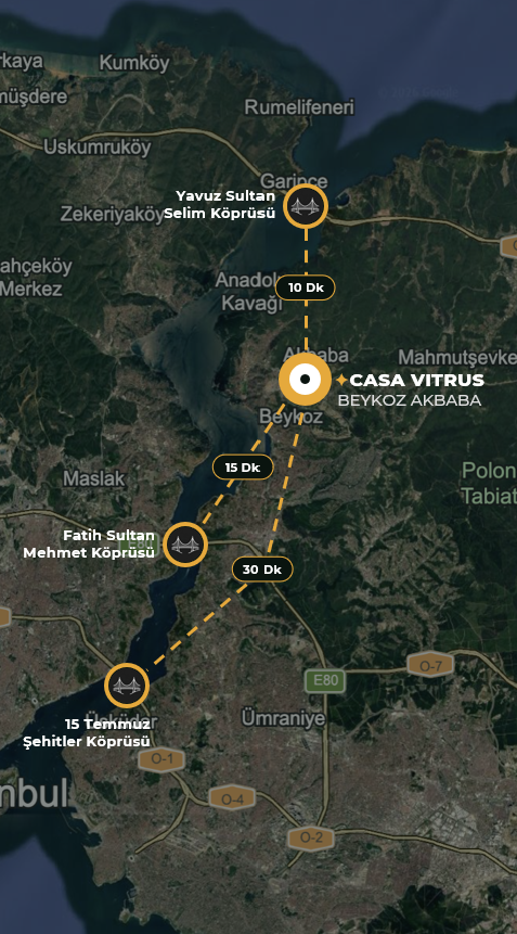 CasaVitrus köprülere erişim haritası